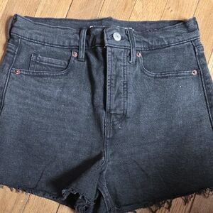 Old Navy Black High-Waist Frayed Denim Shorts